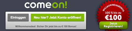 100€ für neue Kunden bei ComeOn erhalten