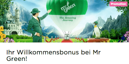 Mr Green verdoppelt die Quote beim Willkommensbonus