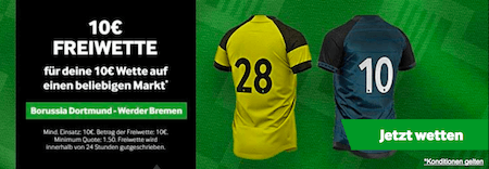 10€ Freiwette für BVB vs Bremen bei Betway