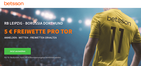 Betsson 5€ pro Tor für Leipzig vs. Dortmund