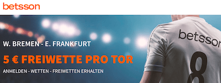 5€ pro Tor für Bremen vs. Eintracht bei Betsson