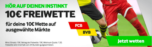 Betway 10 Euro Promo zu Bayern BVB 6.4.2019