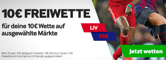 10€ Freebet für Liverpool vs. Barcelona bei Betway