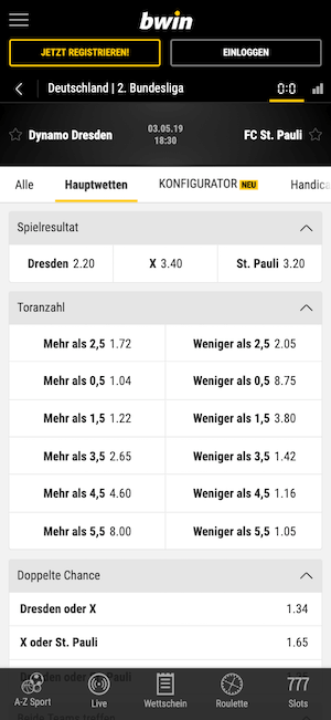 Quoten auf Dynamo vs. Pauli am 3.5.2019