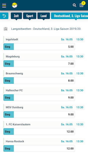 Quoten Sieger 3. Liga Saison 2019/2020