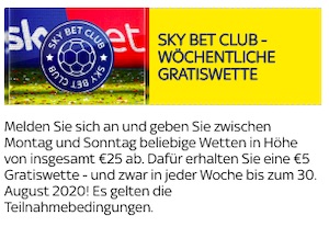 Sky Bet Club Gratiswette