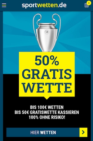 Sportwetten de CL 50% Gratiswette