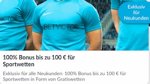 BetVictor 100% Sportwetten Bonus