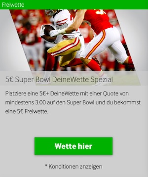 Betway Super Bowl 5€ Freiwette