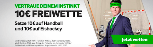 10€ bei betway für 20€ Einsatz auf Handball und Eishockey