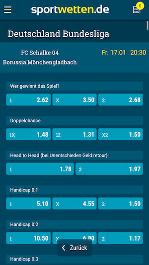 Quoten auf Schalke vs. Gladach am 17.1.2020