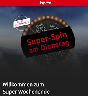 Tipico Super Spin am Dienstag Gratiswette