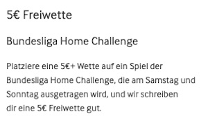 betway 5€ freiwette home challenge