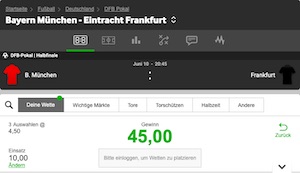 Betway Bayern Frankfurt 10€ Gratiswette