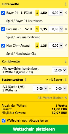 Interwetten Big 4 Wette 11 Euro
