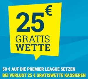 Sportwetten de Premier League 25 Euro Gratiswette