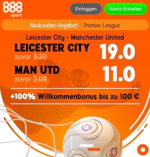 888sport Leicester Manchester United Quoten