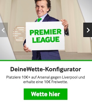 Betway Arsenal Liverpool 10€ Freiwette