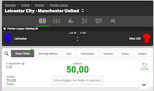 Betway Leicester ManU Wette