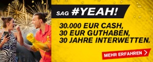 Interwetten 30 Jahre 30 Euro Guthaben