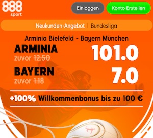 Quoten Boost Bielefeld Bayern bei 888sport