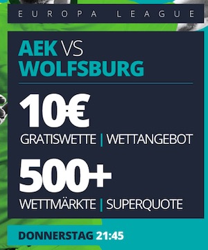 Novibet AEK Athen Wolfsburg Gratiswette