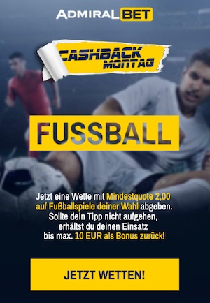Admiral Fußball Cashback Montag