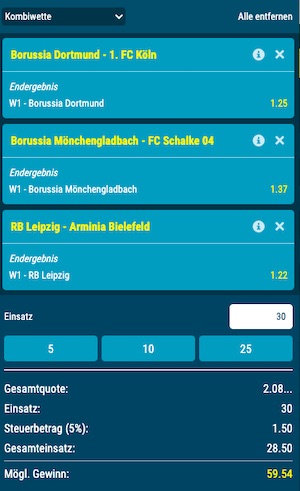 Sportwetten.de Bundesliga Kombiwette 9. Spieltag