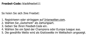Interwetten 11 euro black freebet