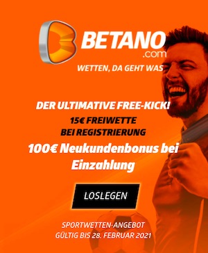 Betano 15 Euro ohne Einzahlung