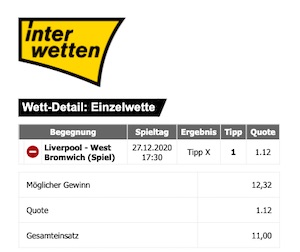 Interwetten Liverpool Wette mit FreeBet