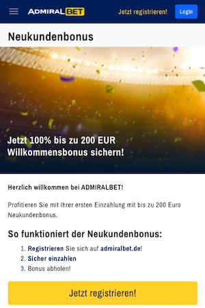 Admiralbet Neukundenbonus