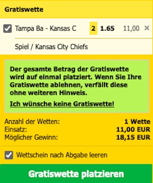 Interwetten Tampa Bay Kansas Wette