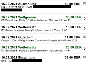 Interwetten FreeBet Tagebuch Auszahlung