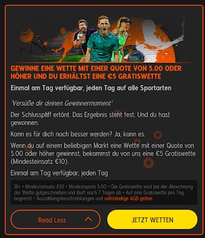 5 Euro gratis Wetten bei 888sport