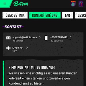 Betinia Kundensupport