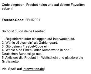 2. Bundesliga FreeBet Interwetten