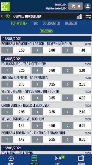 Happybet Wettprogramm