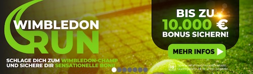 Wimbledon Run bei Happybet 10.000€ Bonus