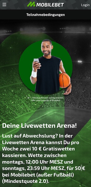 Livewetten Arena bei Mobilebet 