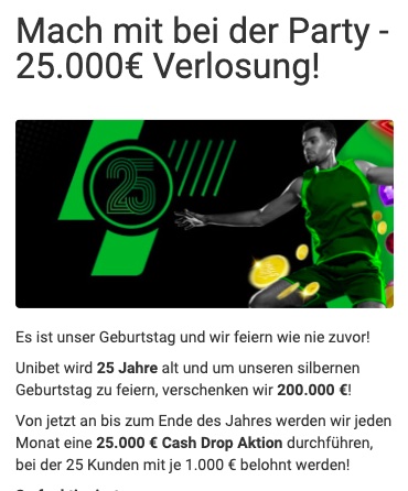25.000€ Jackpot bei Unibet