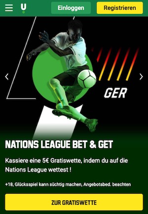 Nations League 5 Euro Aktion bei Unibet