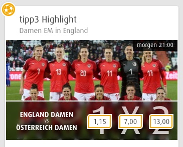 Tipp3 England vs Österreich Frauen EM Quoten