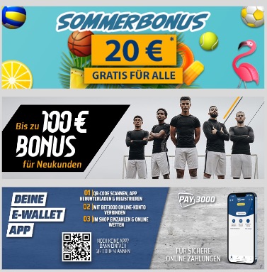 20€ Sommerbonus bei bet3000