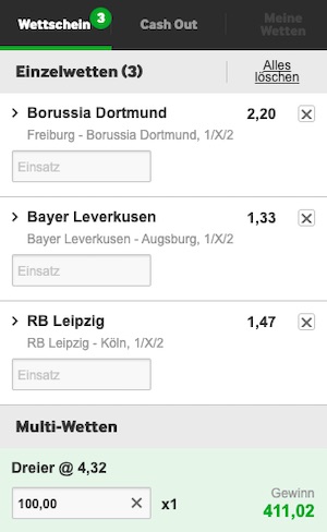 Bundesliga Kombiwette bei Betway