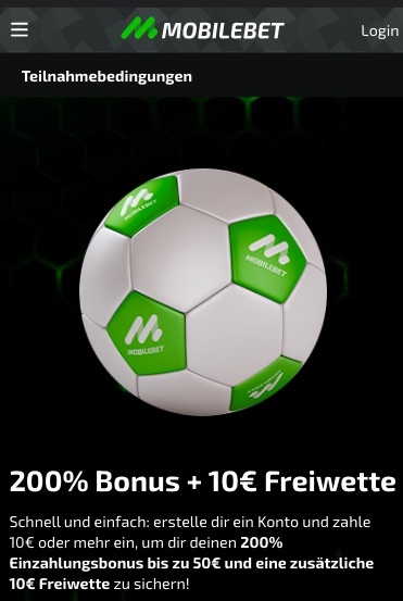 Mobilebet 10€ Freiwette zusätzlich zum Bonus