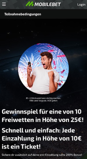 Mobilebet 25€ FreeBet Gewinnspiel
