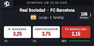 Die Quoten von Winamax zum Spiel Real Sociedad - FC Barcelona