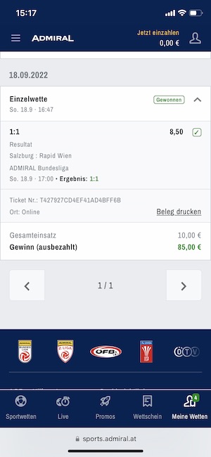 Salzburg vs Rapid Wette Admiral