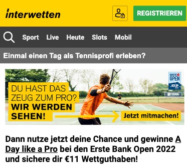 Interwetten Erste Bank 11€ FreeBet